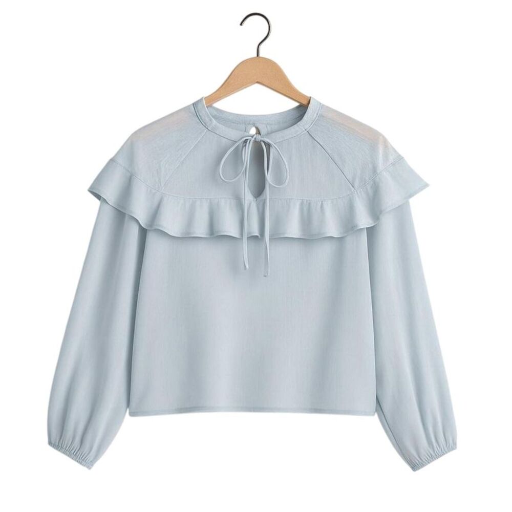 I Saw It First Womens/Ladies Ruffled Long-Sleeved Blouse / Blue
